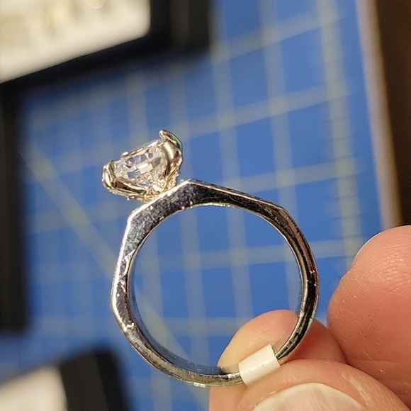 Solitaire Diamond Faux Silver Tone Ring Size 8 - Picture 3 of 3